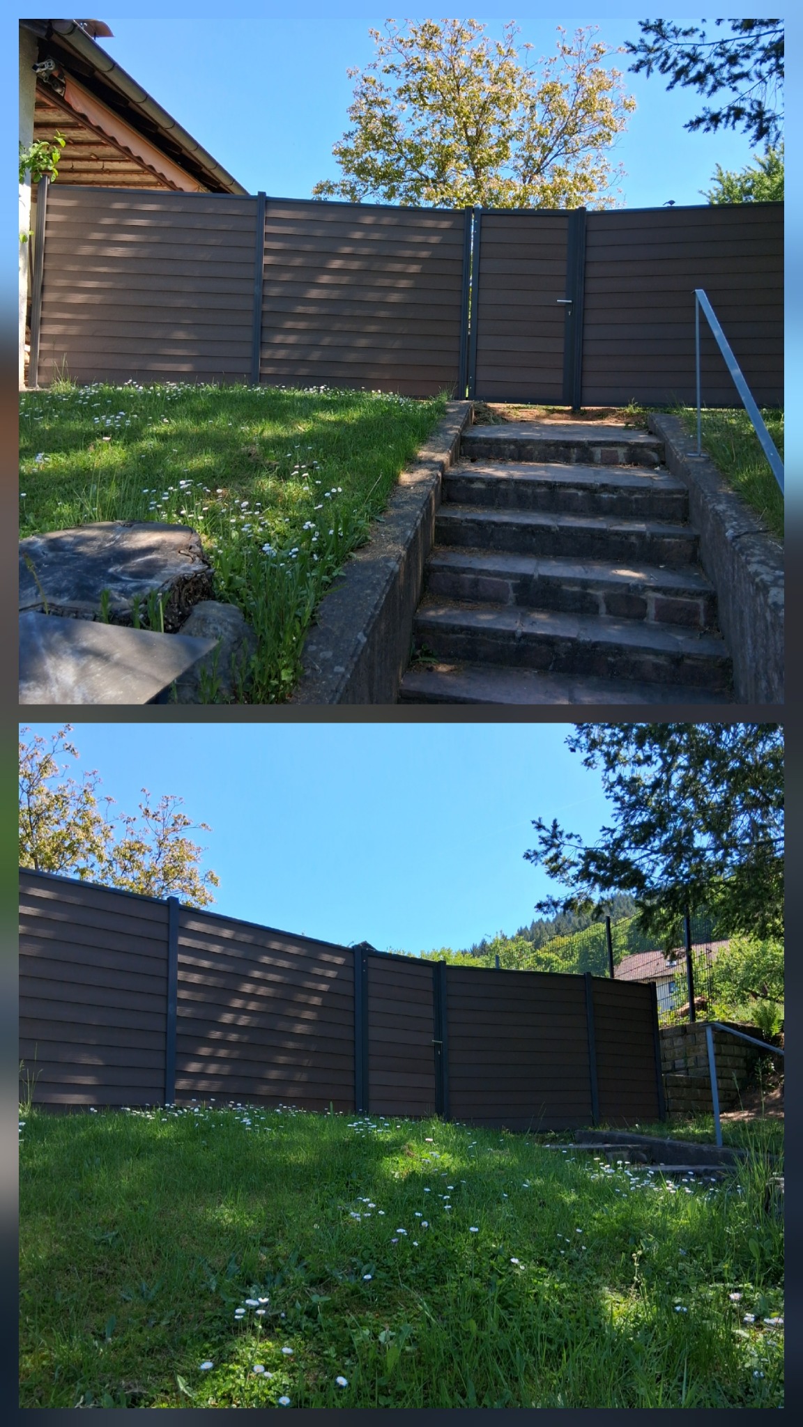 WPC Sichtschutzzaun Zaunbau Vorher Nachher in Bad König
